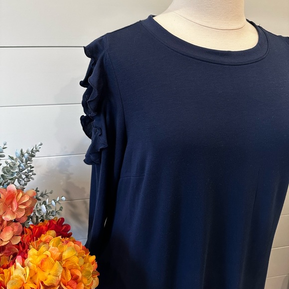 Lane Bryant navy blue soft cotton 3/4 sleeve dress 14-16 - Picture 2 of 11